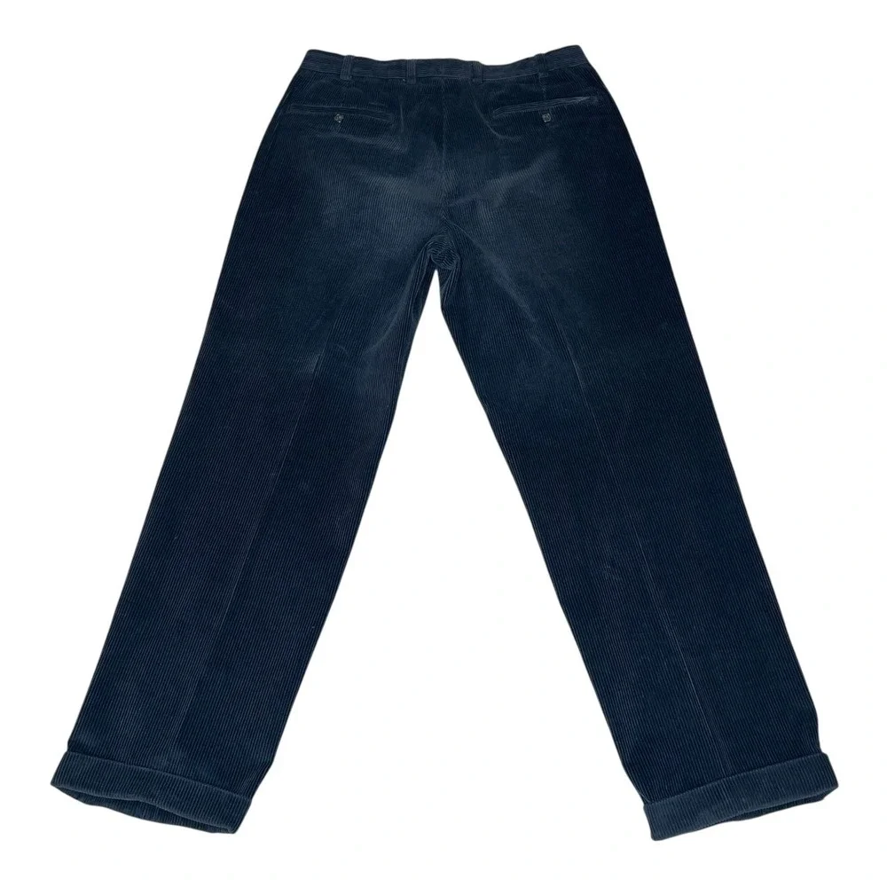 Brooks Brothers Elliot Navy Pleated Corduroy Trousers Mens 34x30 Woven in France